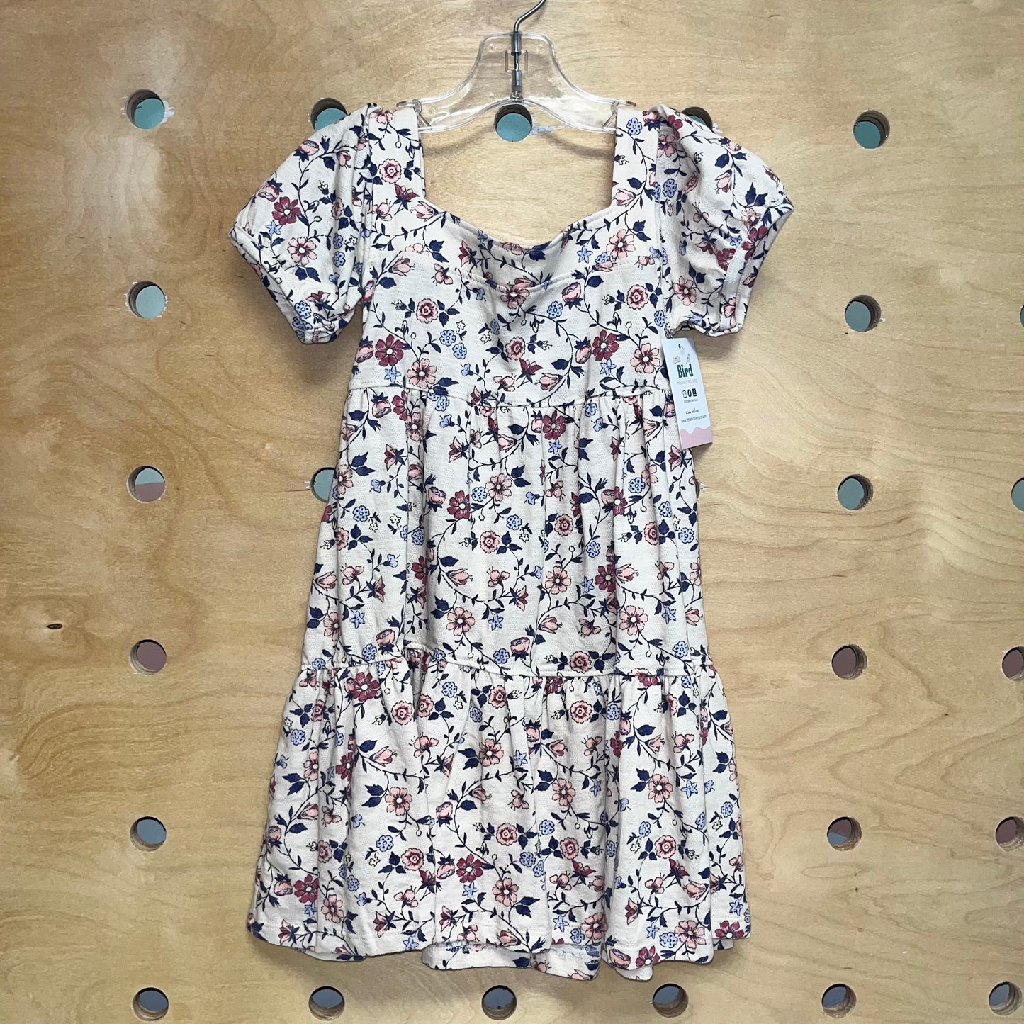 Beige Floral Textured Dress