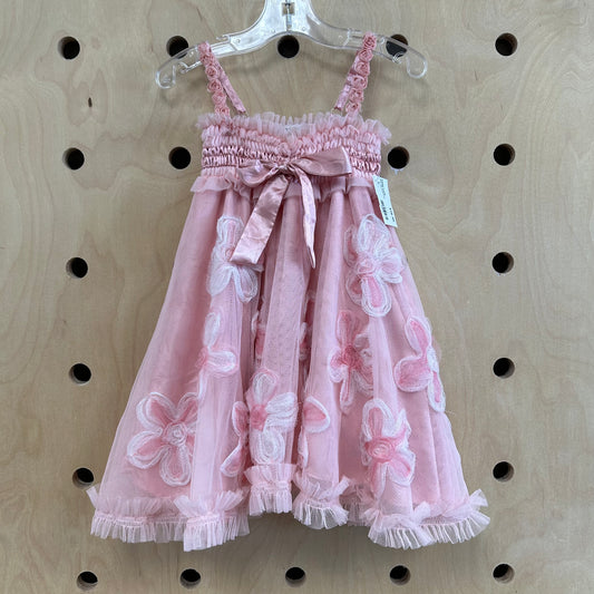 Pink Tulle Floral Dress