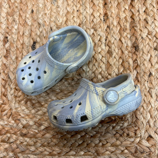 Beige & Blue Marble Crocs