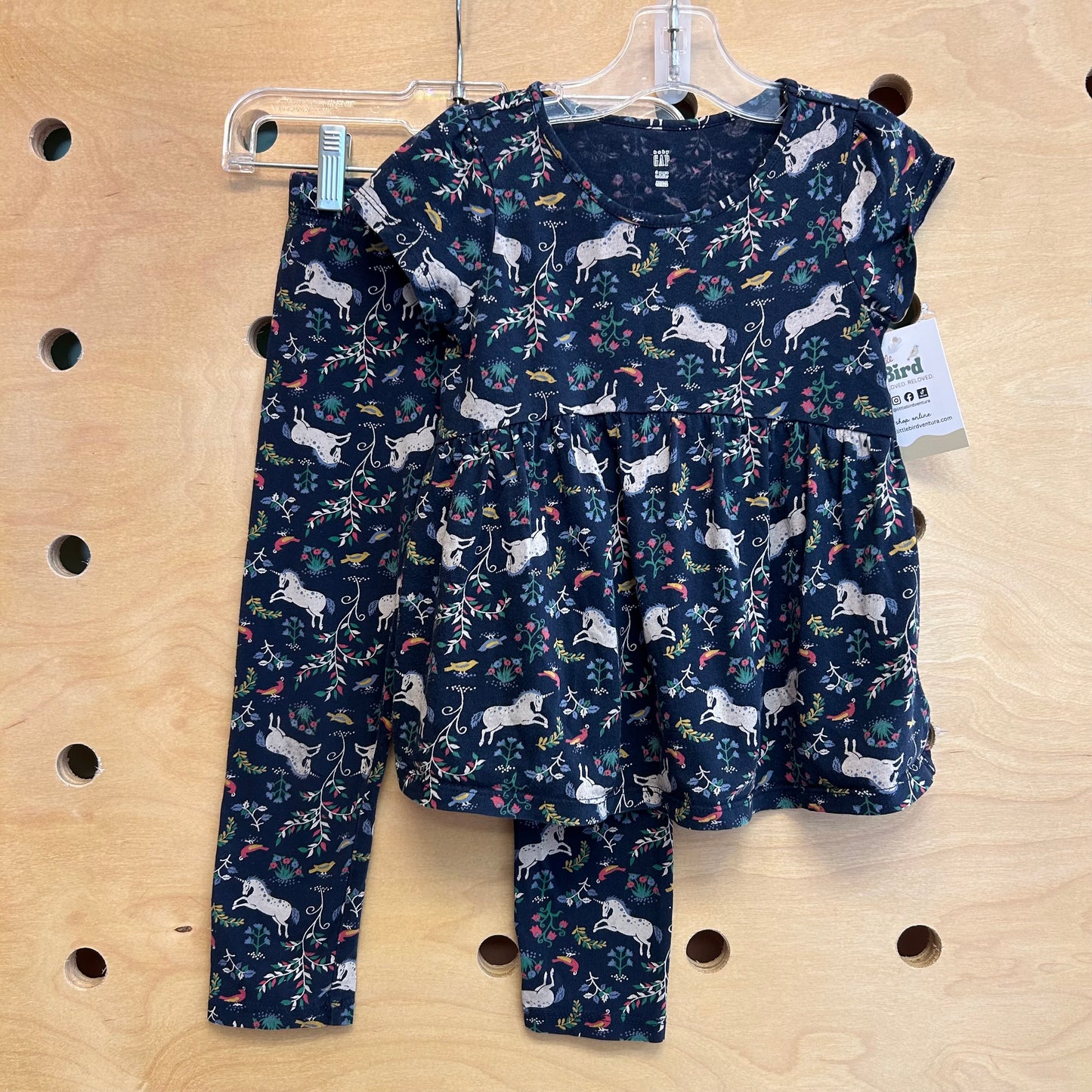 Navy Cotton Unicorns/Floral Outfit