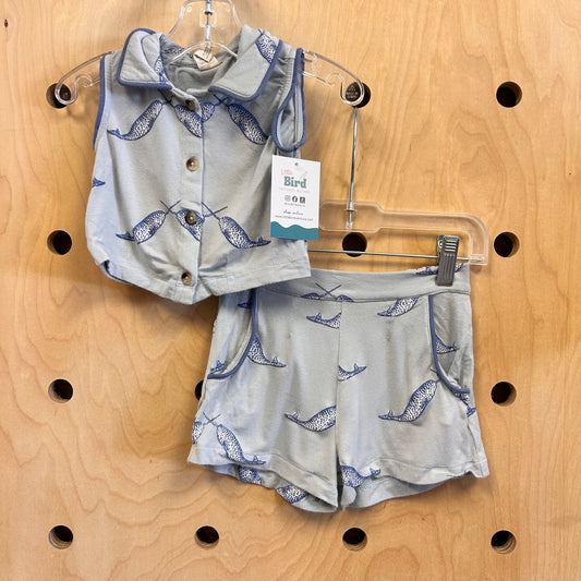 Blue Narwhal Bamboo Outfit