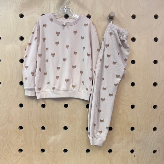 Beige Nerd Kitty French Terry Outfit