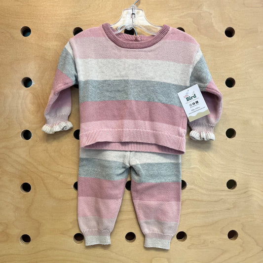 Pinks/Grey Striped Knit Cotton Outfit