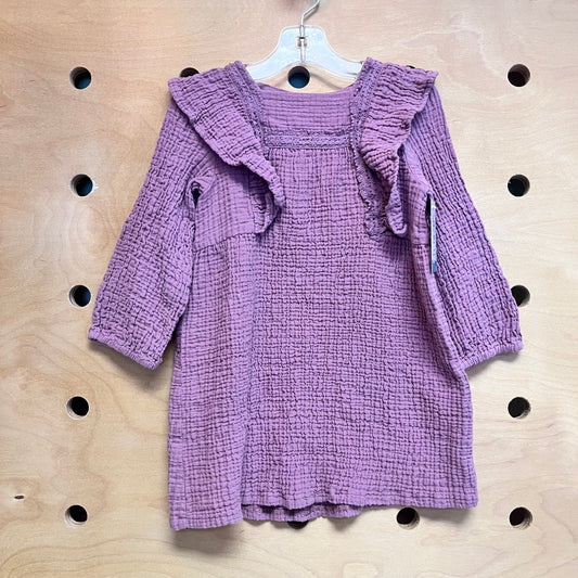 Mauve Lace Detail Gauze Dress