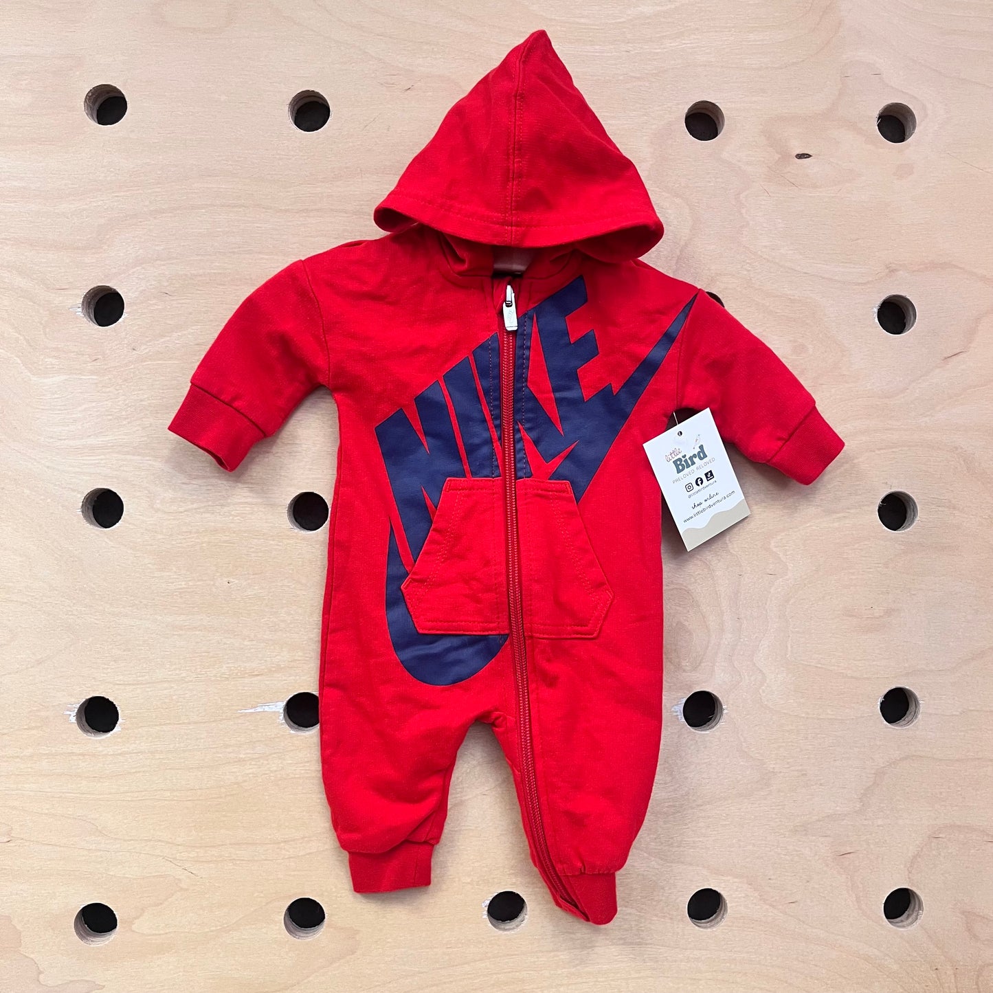 Red Logo Hooded Romper