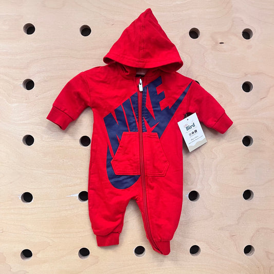 Red Logo Hooded Romper