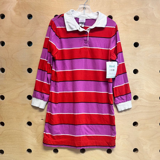 Purple/Red Striped Collar Dress
