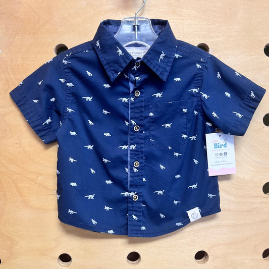 Navy/White Dino Button Up