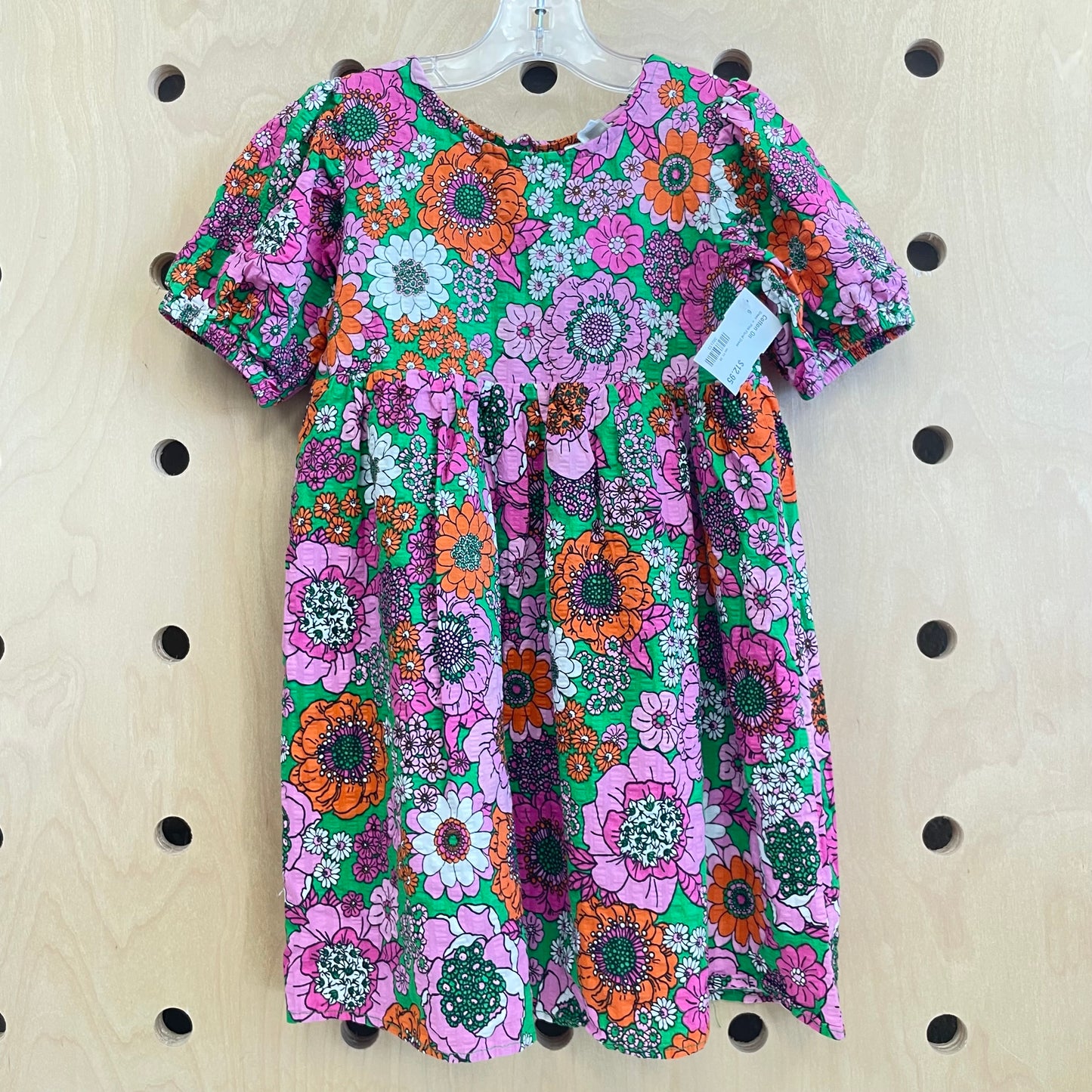 Green + Pink Floral Dress