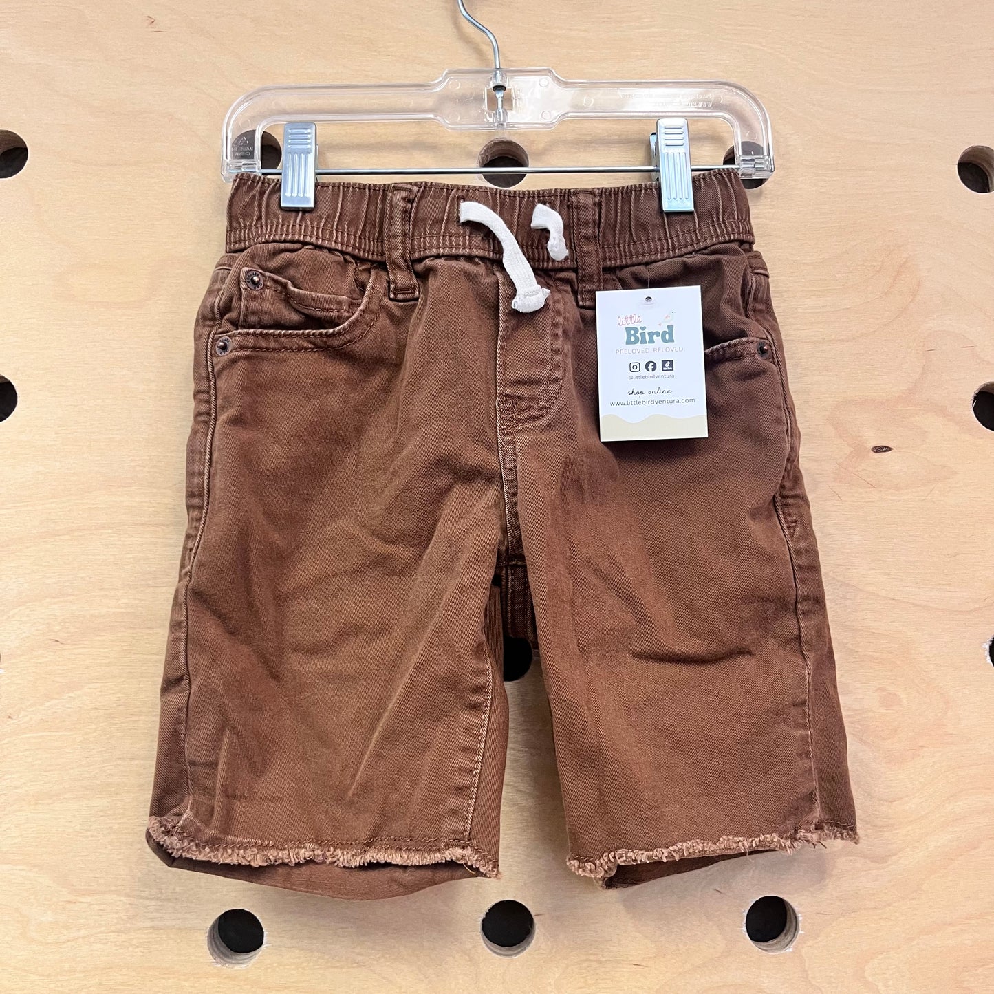 Brown Drawstring Denim Shorts