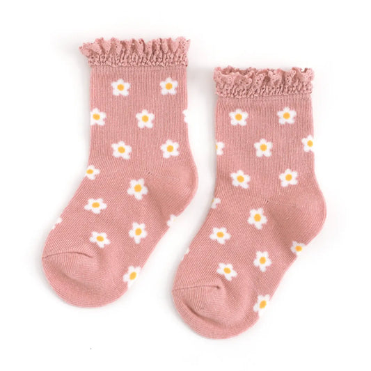 Blush Floral Midi Socks