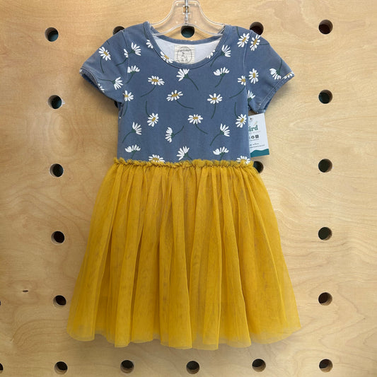 Blue & Mustard Floral Tulle Dress