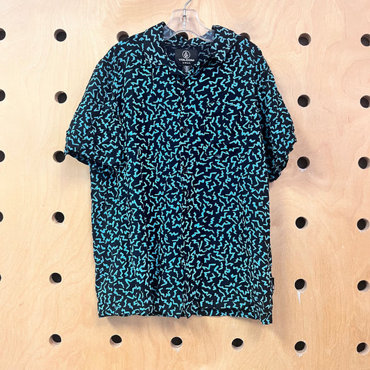 Black & Teal Button Up Shirt