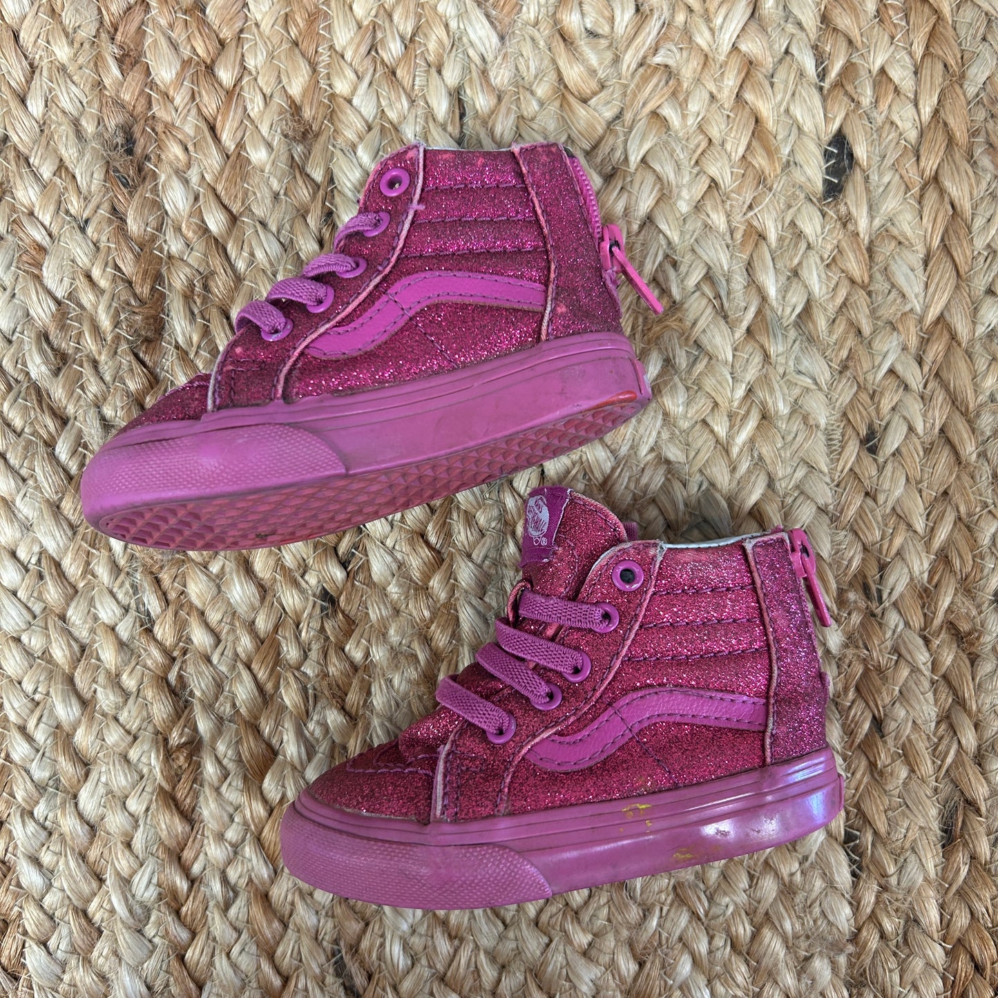 Hot Pink & Glitter Zip-Up Skate Sneakers