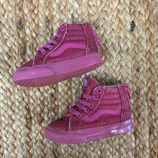 Hot Pink & Glitter Zip-Up Skate Sneakers
