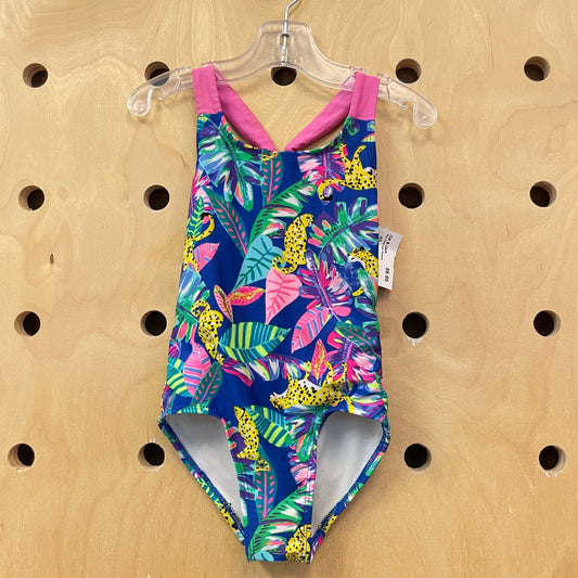 Blue Floral Tiger Swimsuit