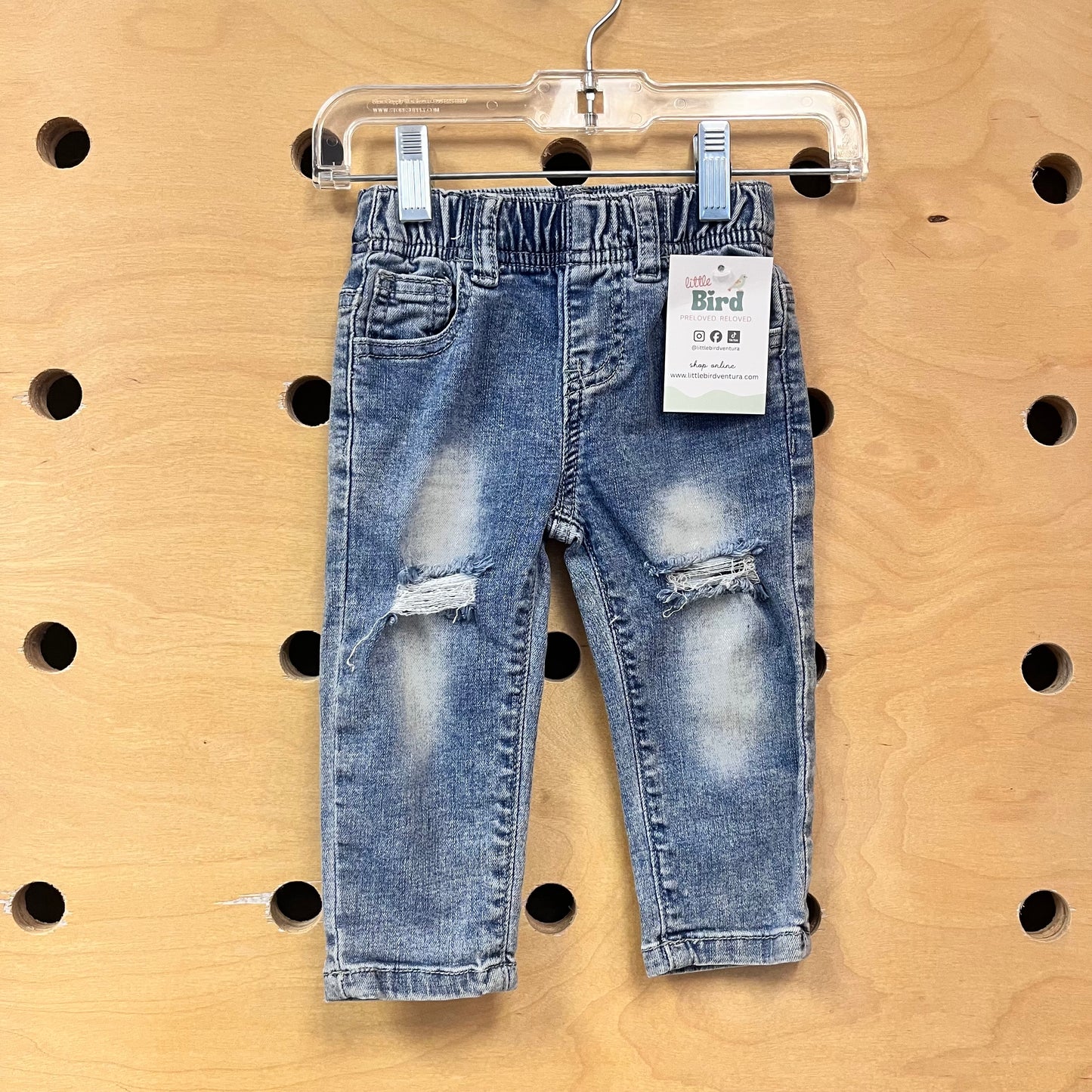 Distressed Pull On Denim