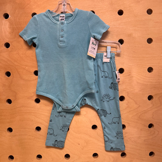 Blue Waffle Knit Dino Outfit NEW!