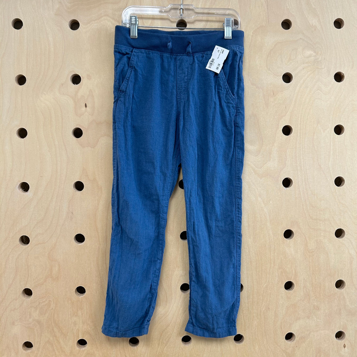 Blue Linen Blend Pants