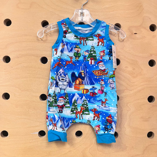Blue Christmas Themed Romper