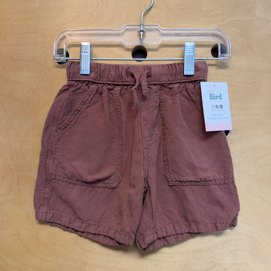 Brown Linen Blend Shorts