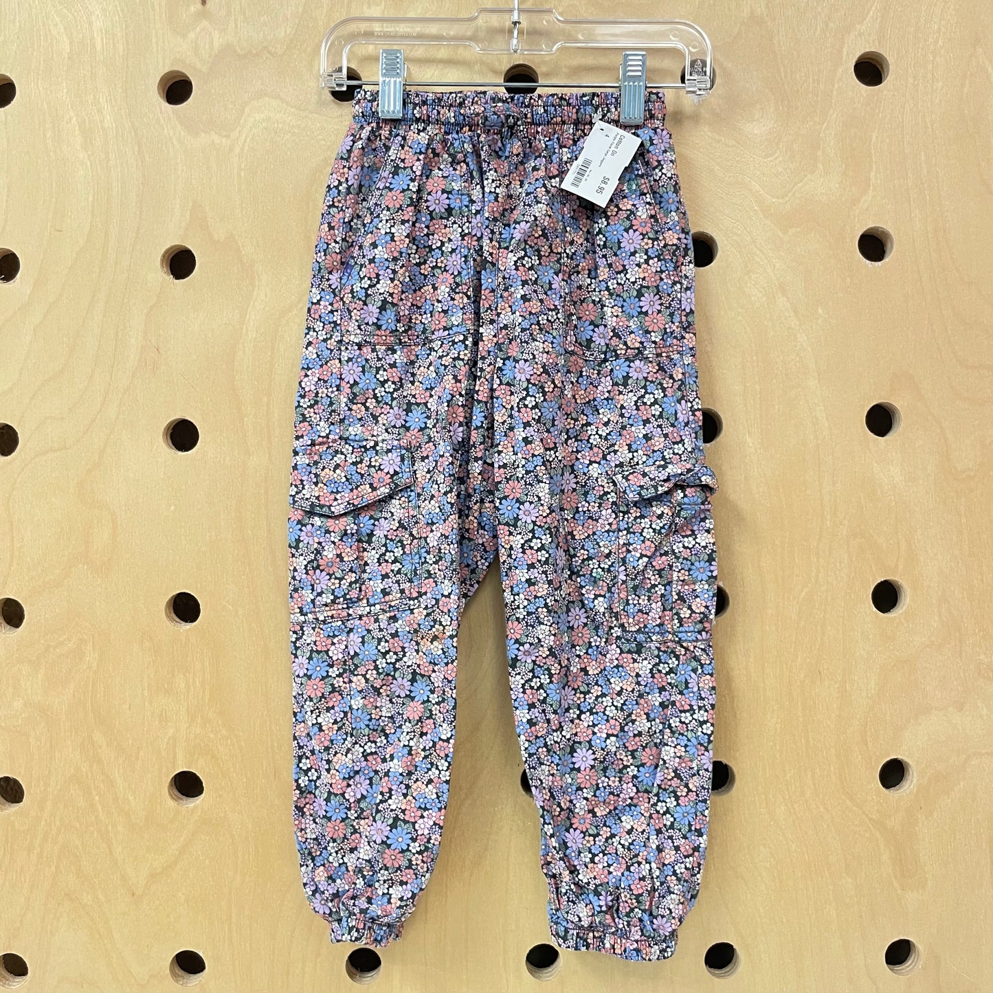 Purple Floral Cargo Joggers