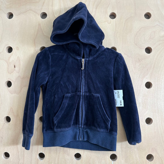 Blue Velour Zip Hoodie