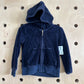 Blue Velour Zip Hoodie