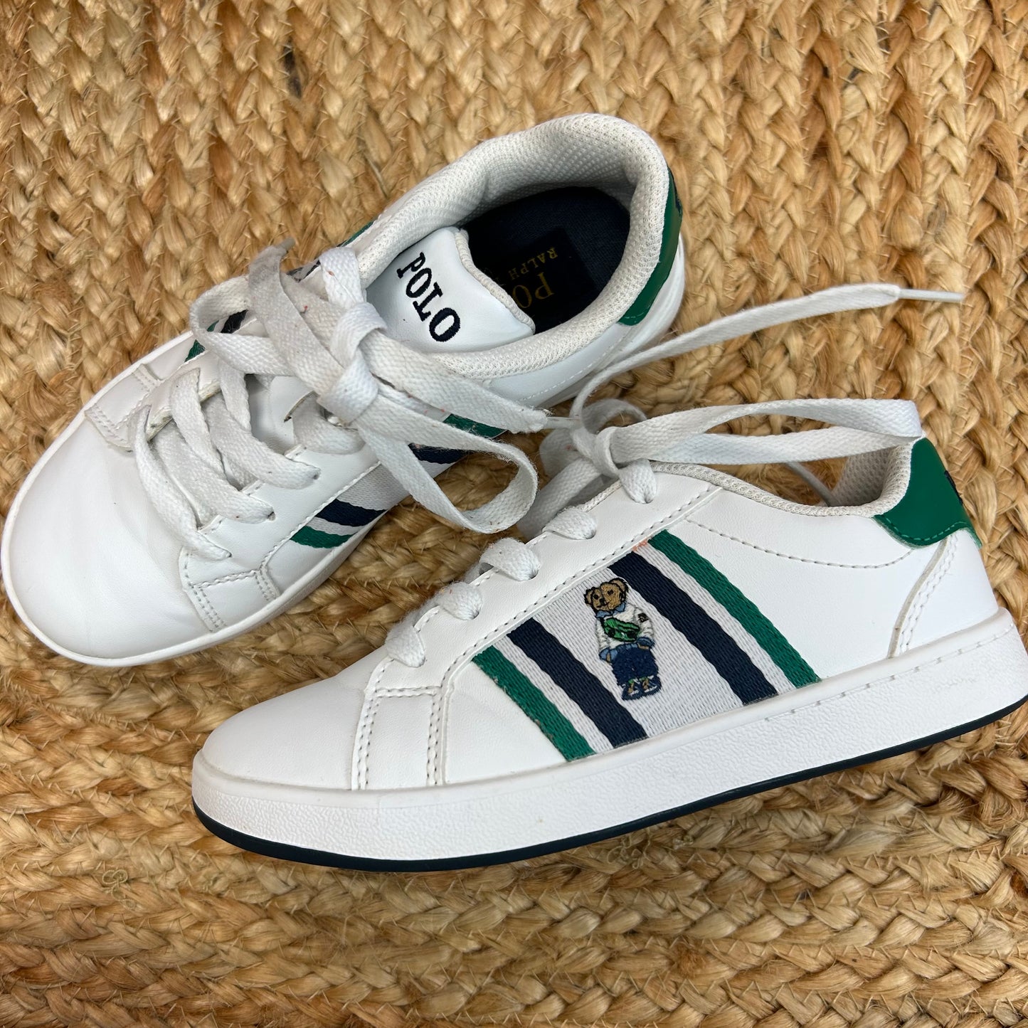 White Bear Faux Leather Sneakers