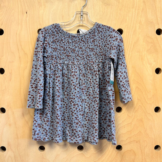Blue Floral Smocked Dress