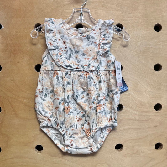 White/Peach Floral Romper NEW!!
