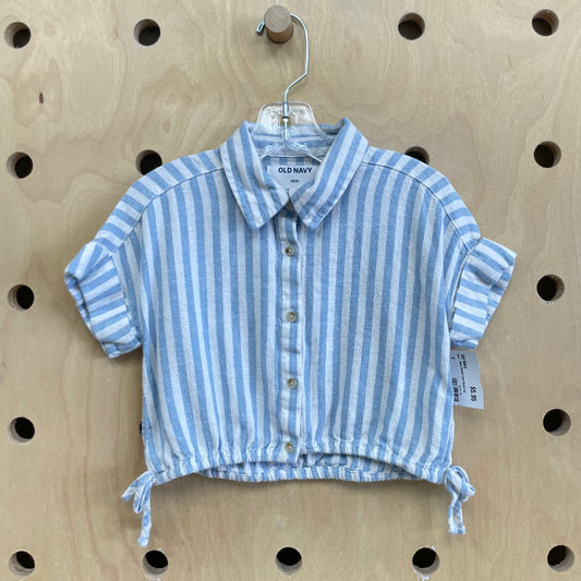 Blue + White Striped Linen Blend Top