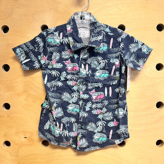 Blue Surfer Bus Button Up