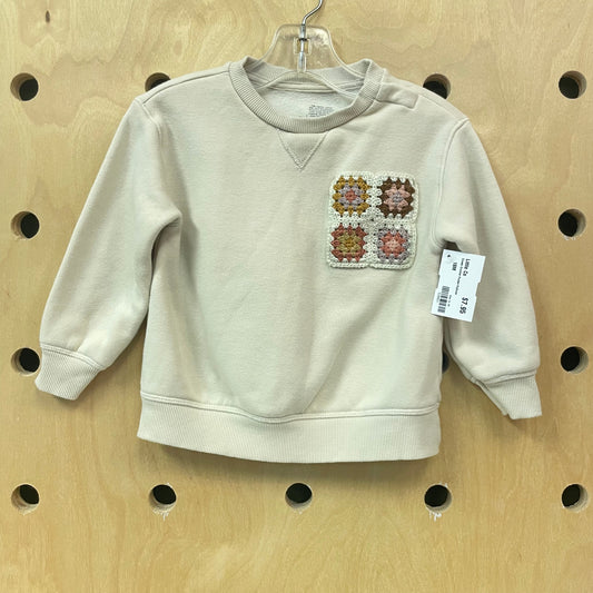 Cream Crochet Pocket Pullover
