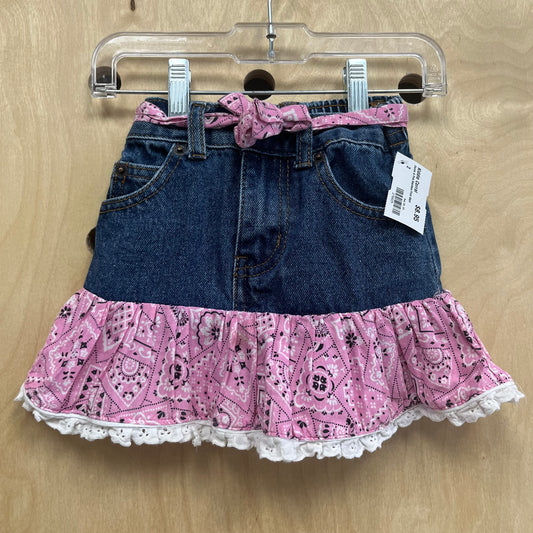 Denim & Pink Bandana Print Skirt