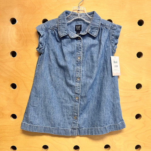 Soft Denim Buttons Tank Dress