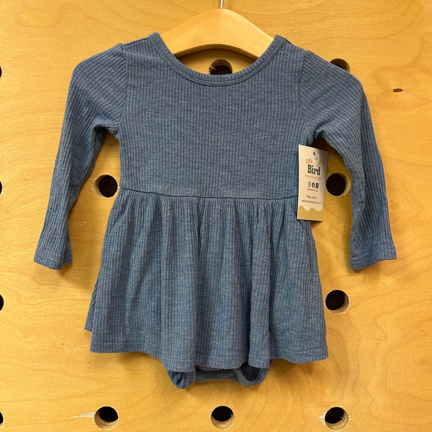 Blue Ribbed Bamboo Romper