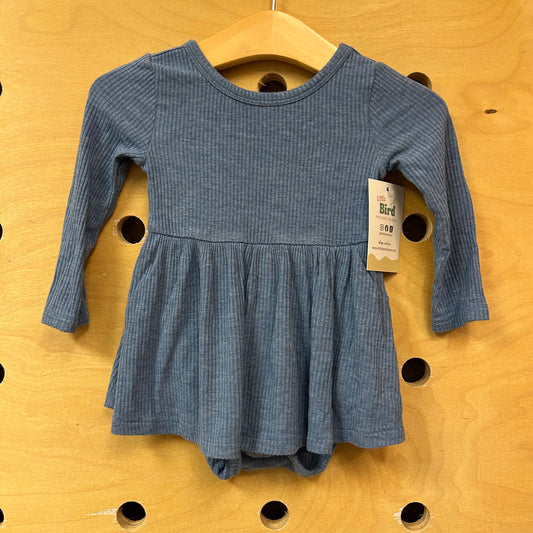 Blue Ribbed Bamboo Romper