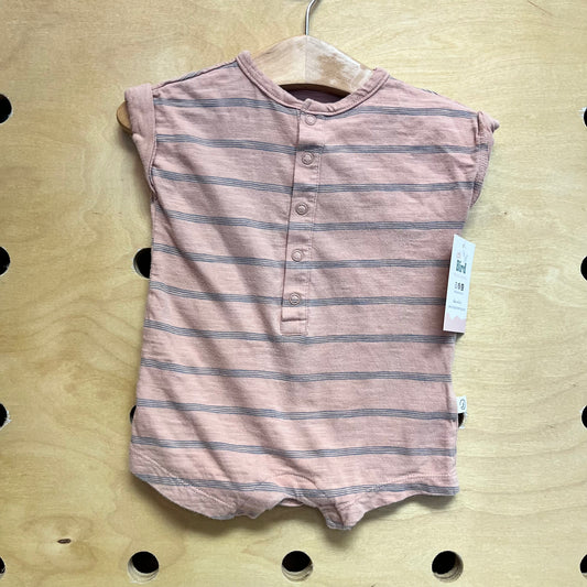 Organic Peach/Grey Striped Romper