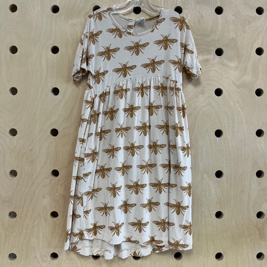 Beige & Gold Bee Bamboo Dress