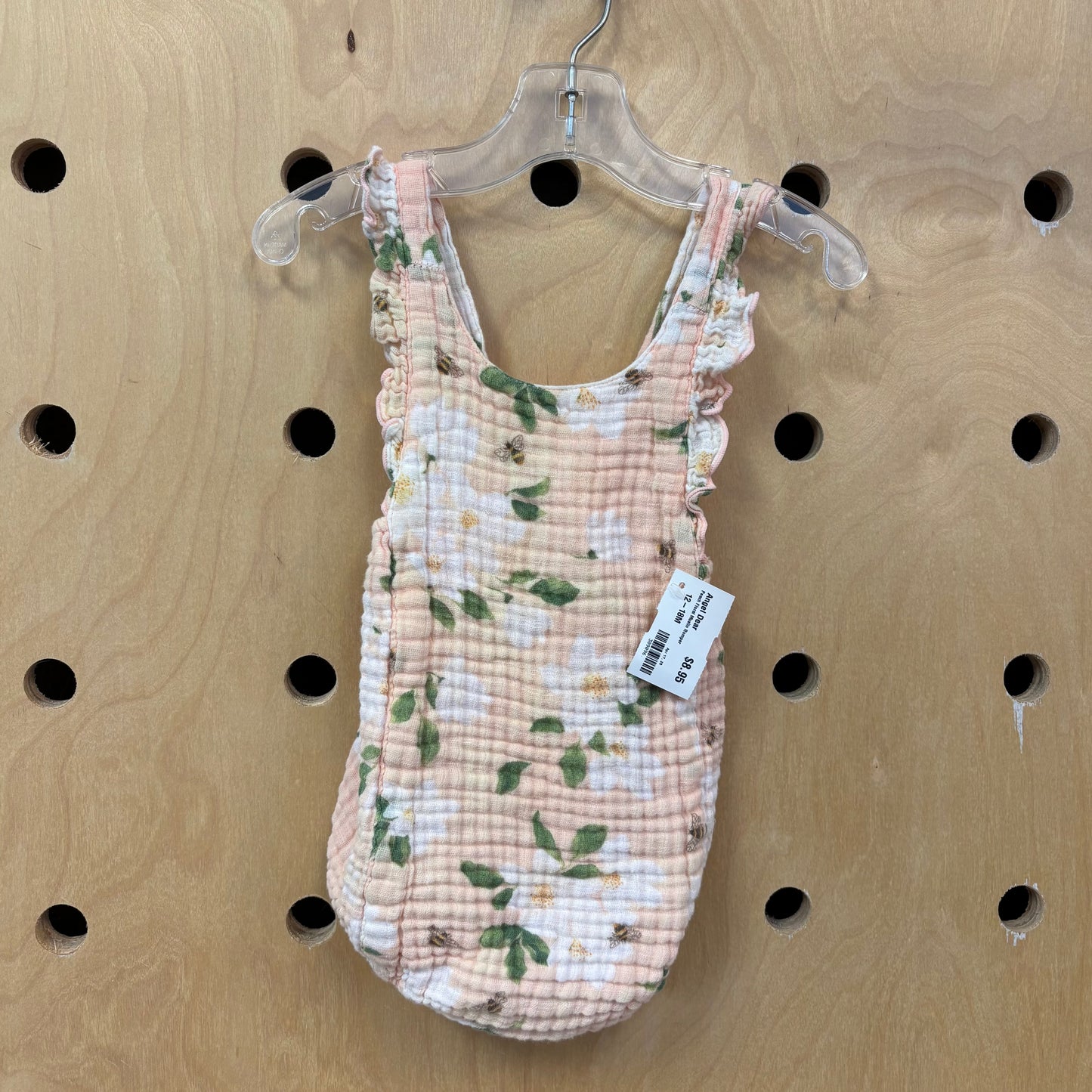 Peach Floral Muslin Romper