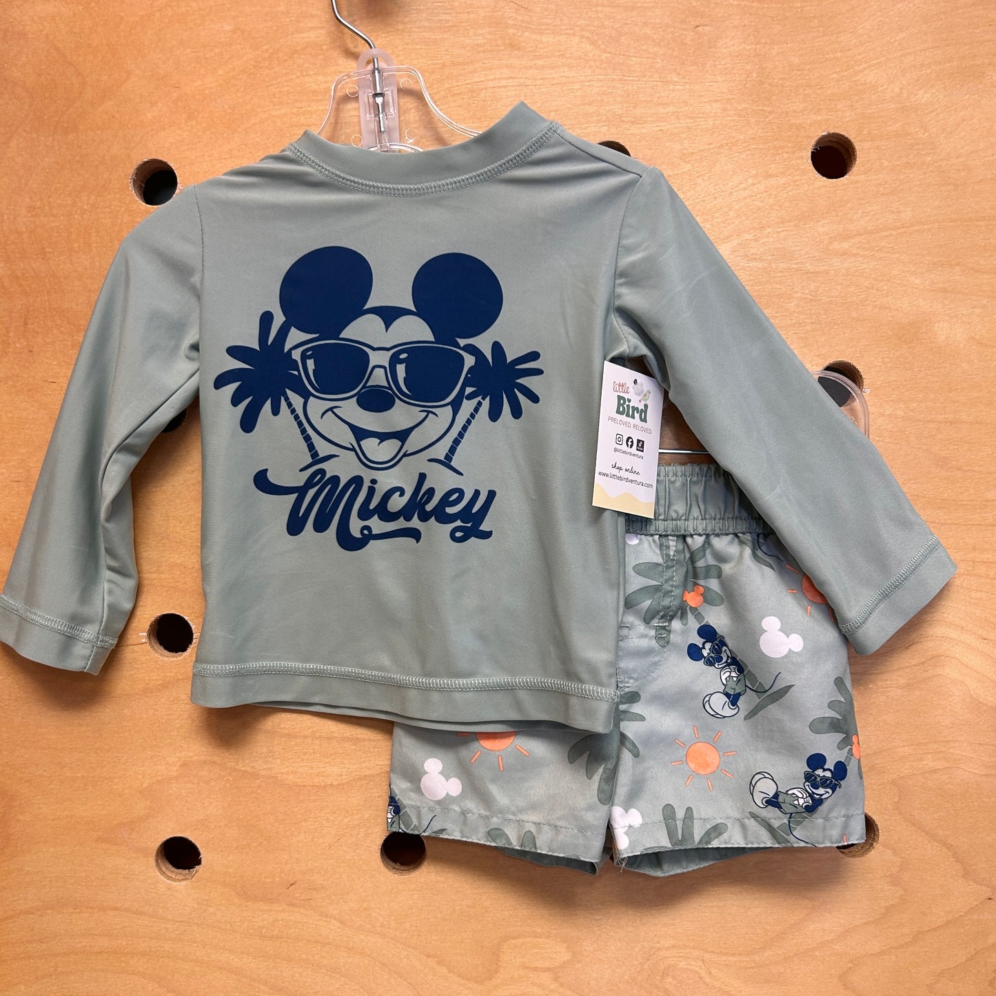 2pc Green Mickey Swim Suit