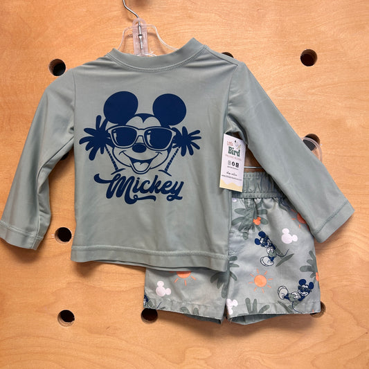 2pc Green Mickey Swim Suit