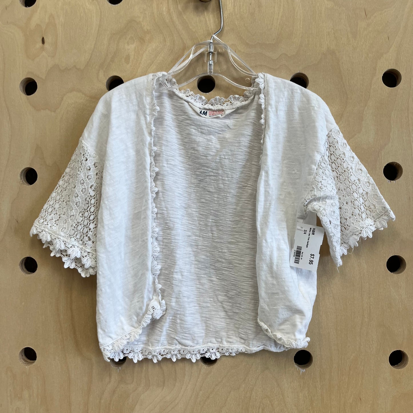 White Lace Trim Cardigan