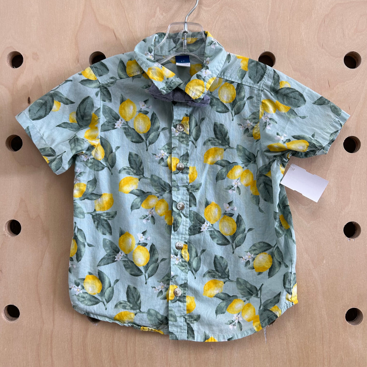 Mint Lemons Button Up+Attached Bow Tie