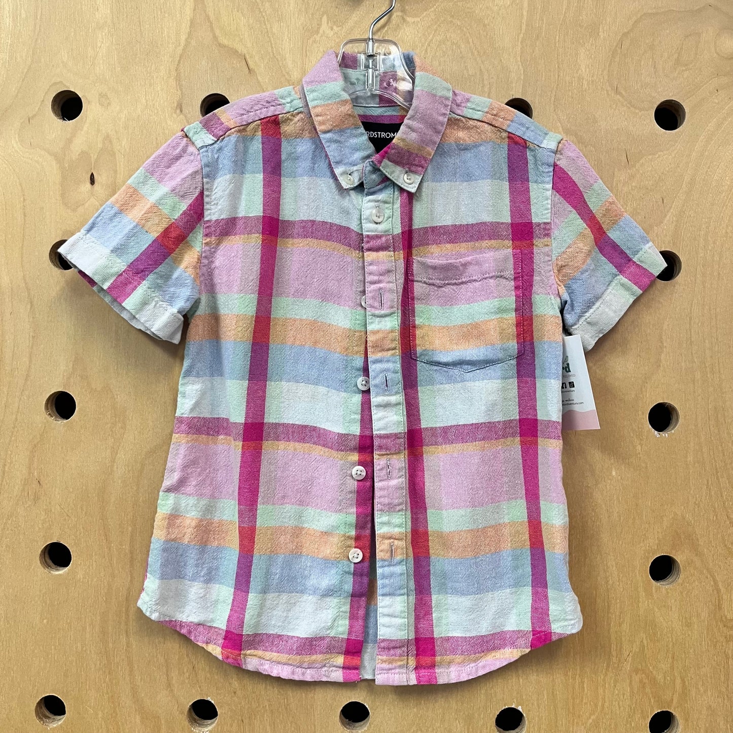 Pastels Plaid Linen Blend Button Up