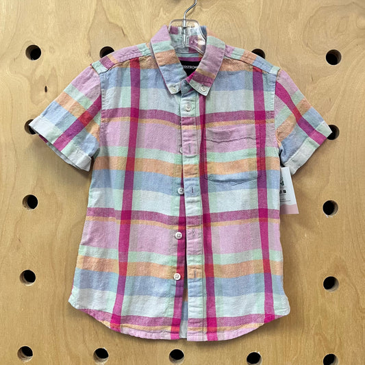 Pastels Plaid Linen Blend Button Up