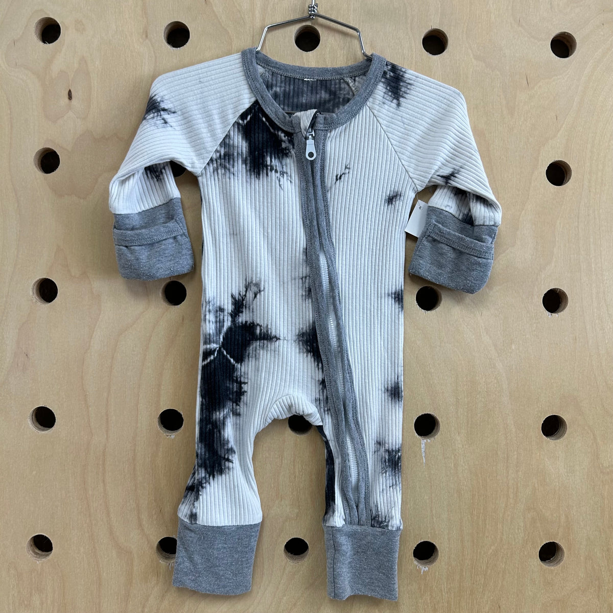 Grey & White Ribbed Tie Dye Zippy