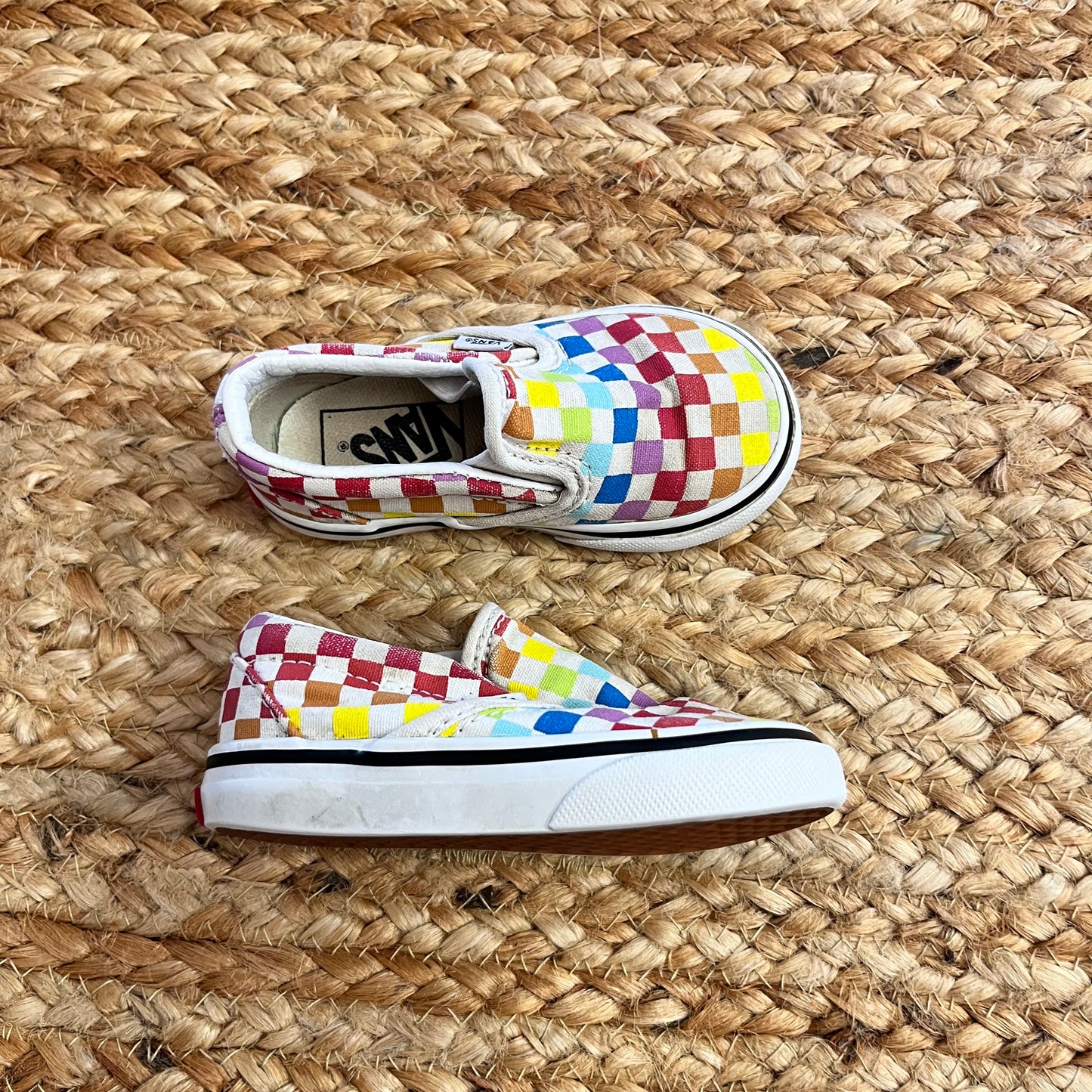 Rainbow Checkerboard Slip Ons