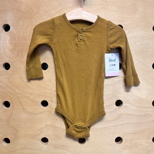 Mustard Ribbed Henley Bodysuit